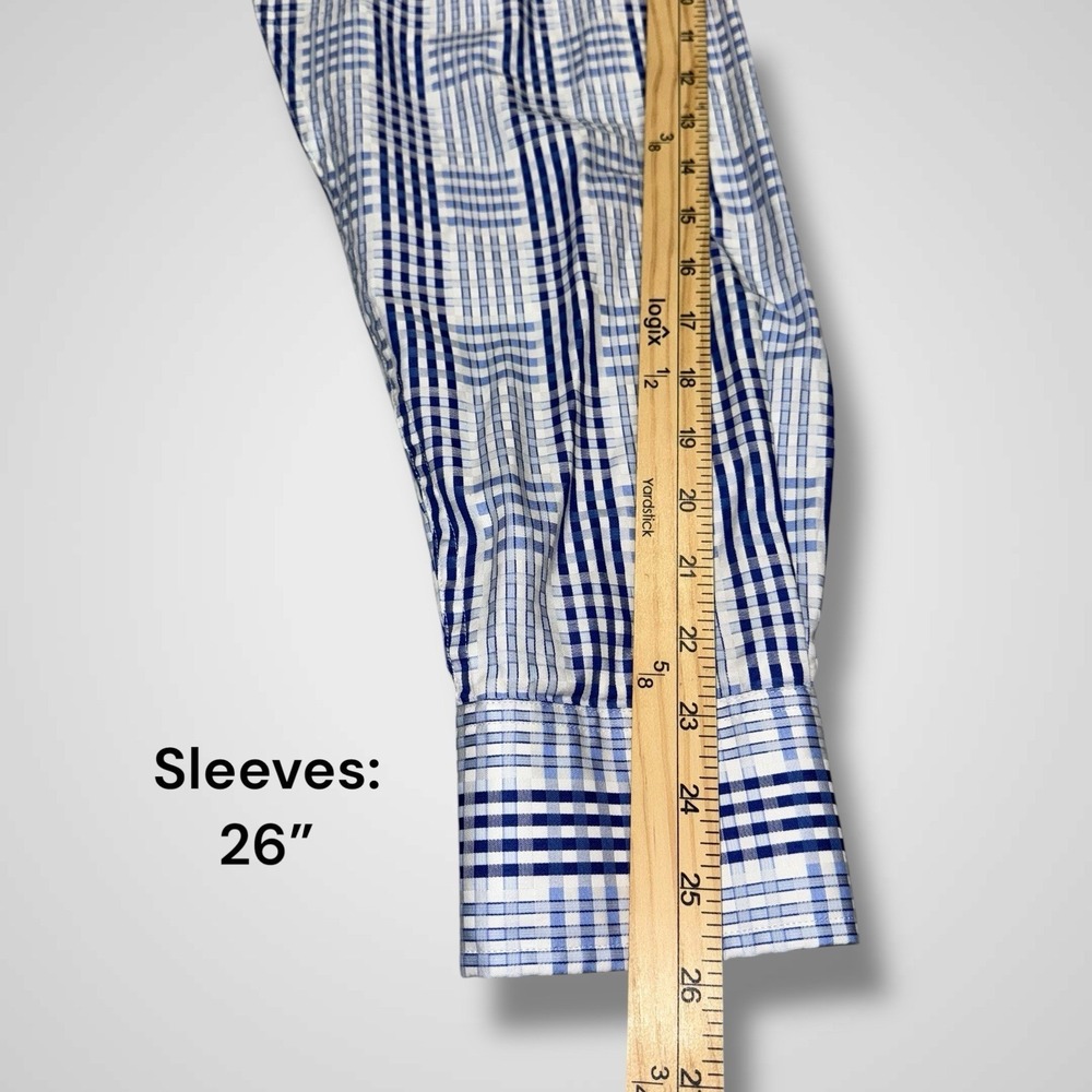 Robert Graham Shirt Mens XL Blue Plaid Check Long Sleeve Funky Crazy Flip Cuff - Picture 7 of 14